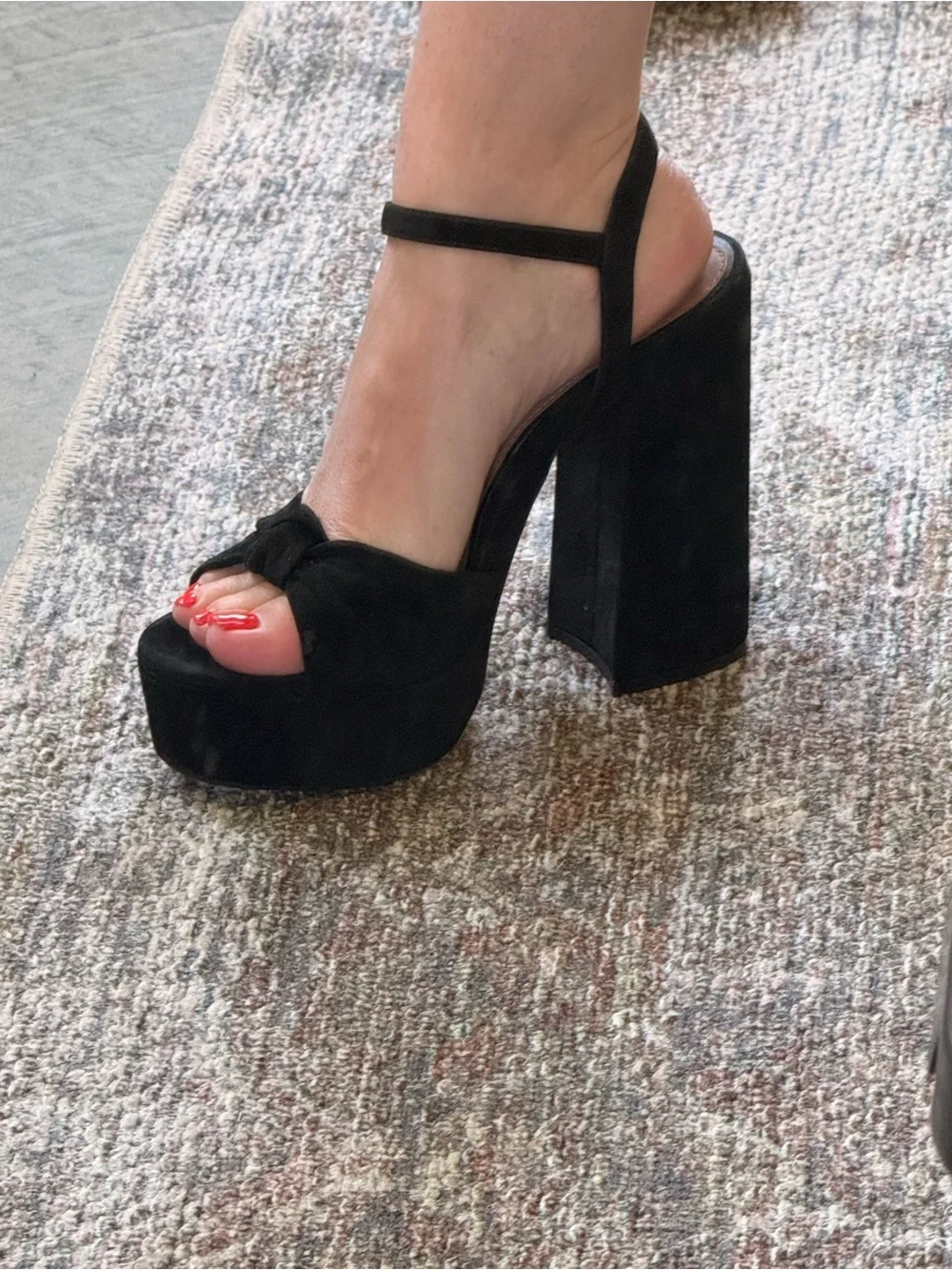 Gianni Bini - Black Suede Platform Block Heel Sandals - Women
